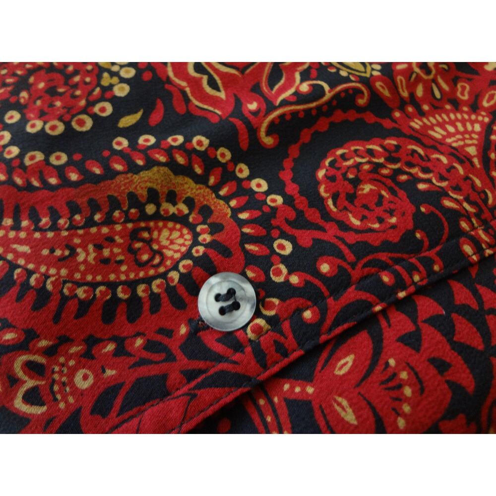 Vintage 90s Y2K Evan Picone Red Paisley SILK Button Down Blouse Plus 16 Boho - Picture 6 of 9
